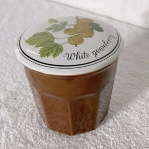Vintage MCM White Gooseberry 12oz Ceramic Canister Jar Container